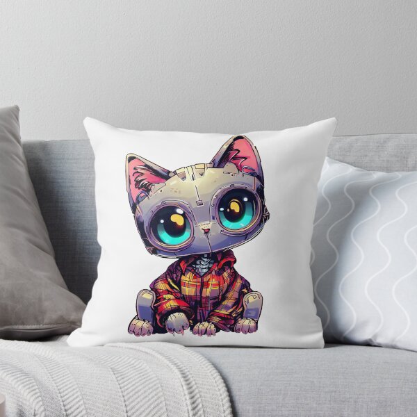 Item preview, Robo-Cat Wearing Plaid! designed and sold by kukamatsu.