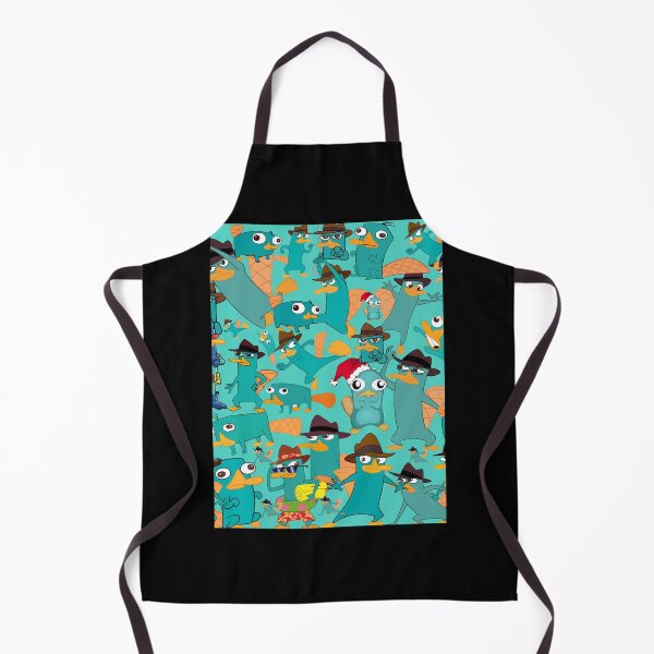 Artikelvorschau, Perry das Schnabeltier Phineas und Ferb Collage-Musterdesign – Aquamarin-Hintergrundgrafik entworfen und verkauft von tienlong5.