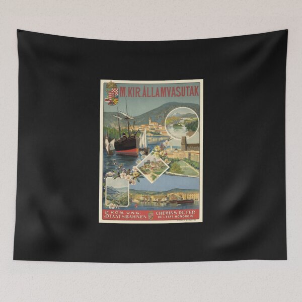 Item preview, M. Kir. Allamvasutak Hungary Vintage Poster 1890 designed and sold by ReyesHirthe.