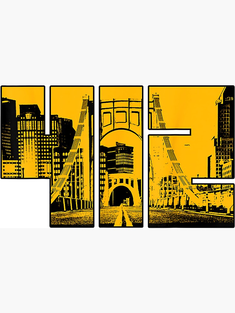  412 Pittsburgh Yellow text Design City Skyline