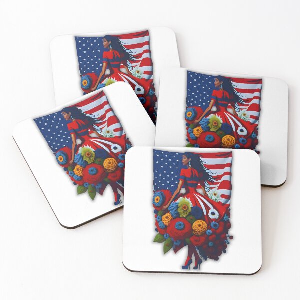 Item preview, Lady USA Flag Flower Red&Blue designed and sold by BillyREY.