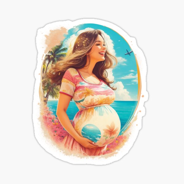 Item preview, Pregnant Woman On Exotic Beach Vacation Enjoying Pregnant Life On A Sunny Travel designed and sold by TriniTeeClub.