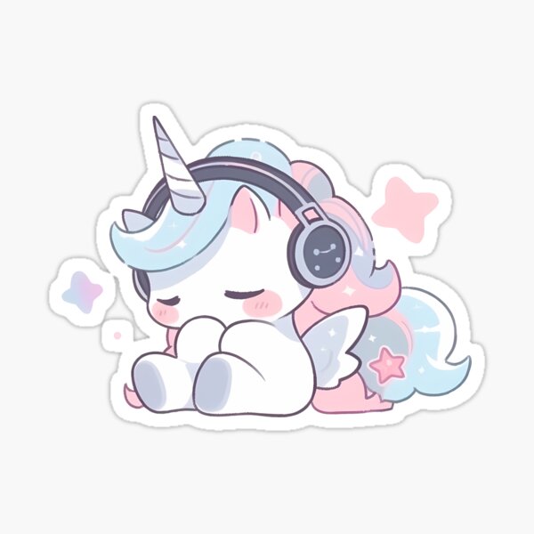 Girl With Headphones Listening To Music Sticker