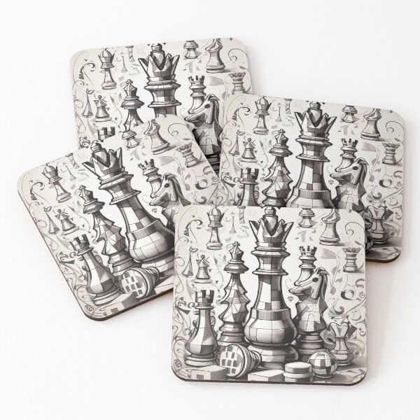 Item preview, "Sketch Doodle Chess: A Stunning Chess Themed Silhouette Design" designed and sold by CyberCollective.