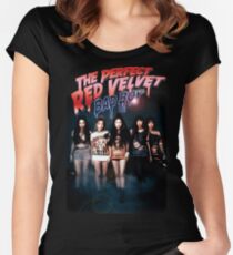 Roter Samt Tailliertes Rundhals-Shirt