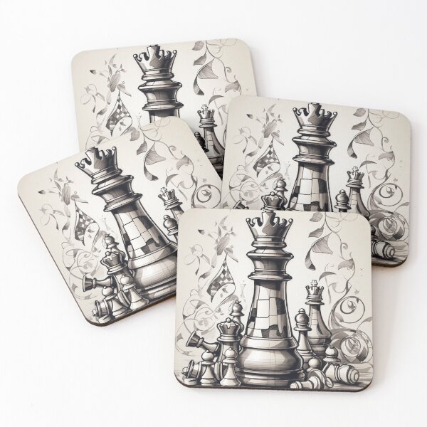 Item preview, #3 "Sketch Doodle Chess: A Stunning Chess Themed Silhouette Design" designed and sold by CyberCollective.