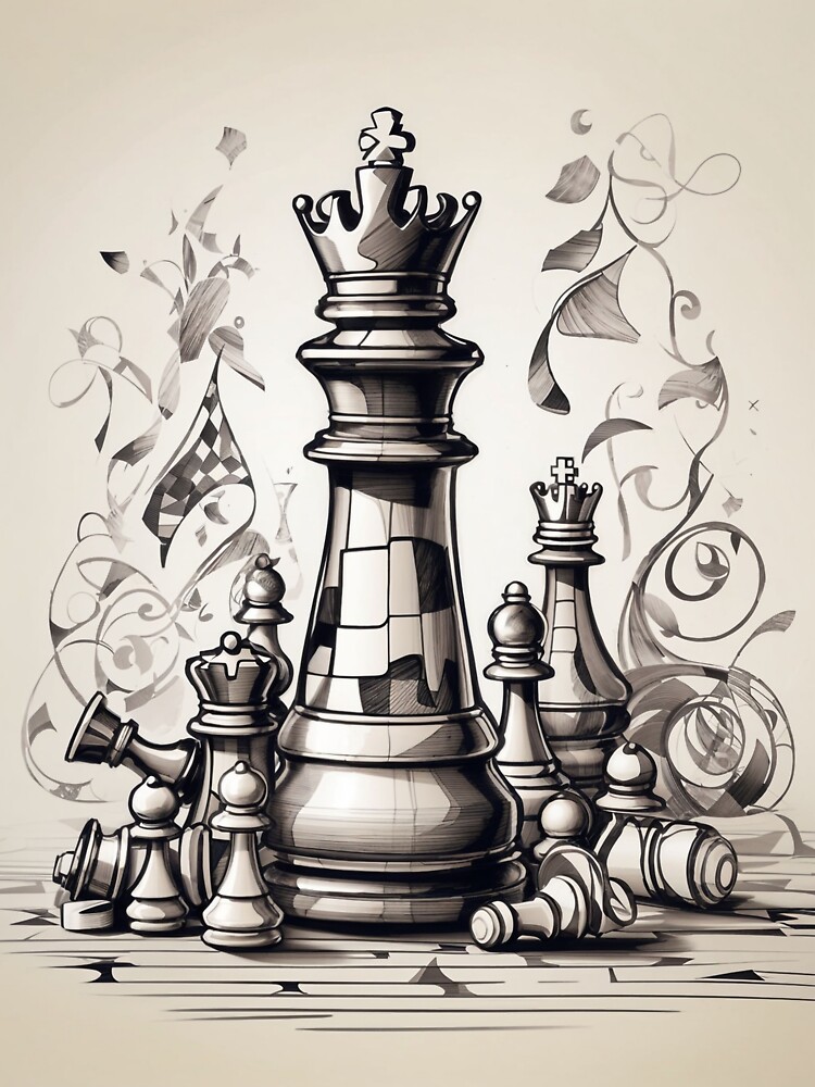 "3 "Sketch Doodle Chess A Stunning Chess Themed Silhouette Design