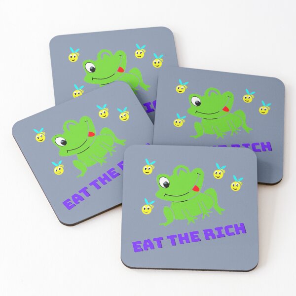 Item preview, Eat the Rich, frog, Laughing frog, frog mocking with bees, green frog designed and sold by CesarioIngham.