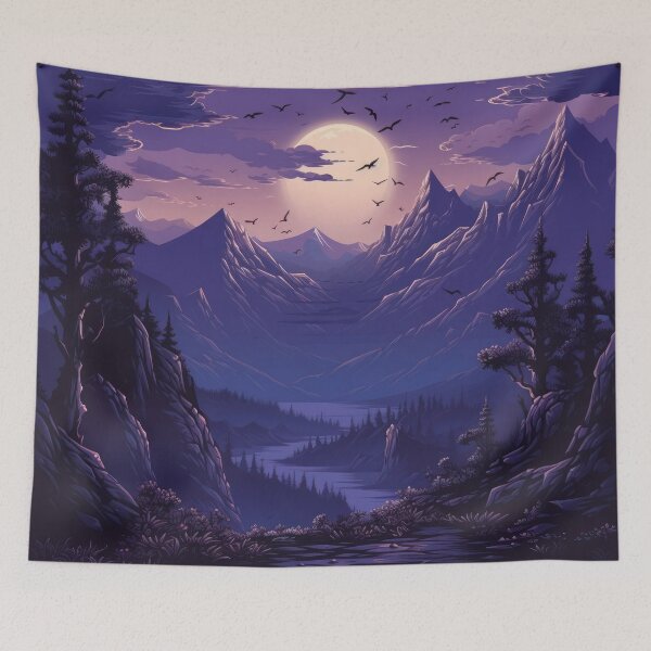 Item preview, Fantasy Dark Mountains Game Wallpaper: Explore an Adventure in Lush Mountains designed and sold by Belltwon.
