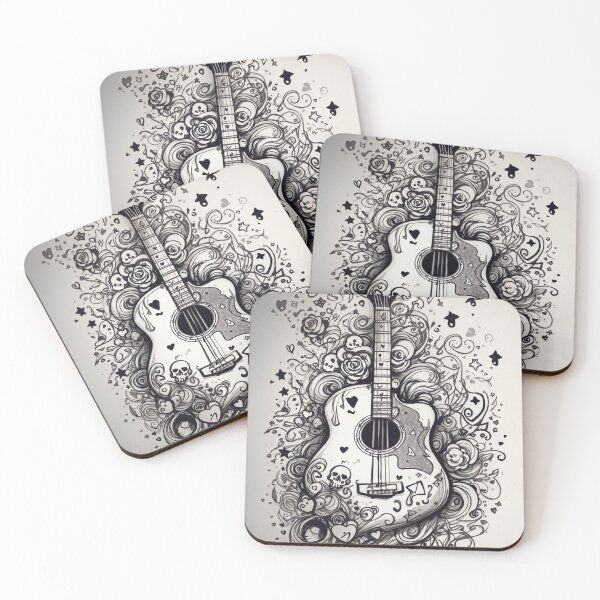 Item preview, "Emo Themed Silhouette Design: Sketch Doodle Guitar Inspiration" designed and sold by CyberCollective.