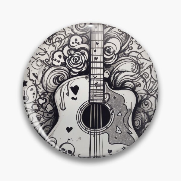Item preview, "Emo Themed Silhouette Design: Sketch Doodle Guitar Inspiration" designed and sold by CyberCollective.