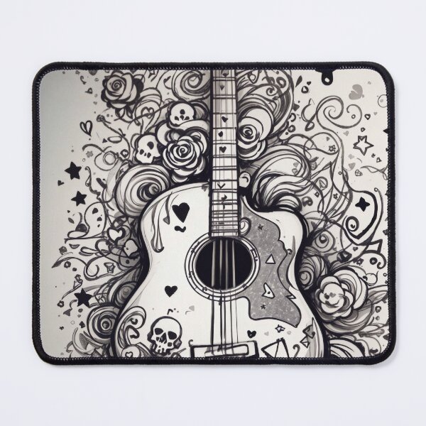 Item preview, "Emo Themed Silhouette Design: Sketch Doodle Guitar Inspiration" designed and sold by CyberCollective.