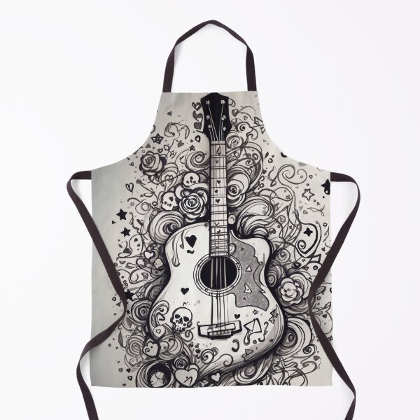 Item preview, "Emo Themed Silhouette Design: Sketch Doodle Guitar Inspiration" designed and sold by CyberCollective.