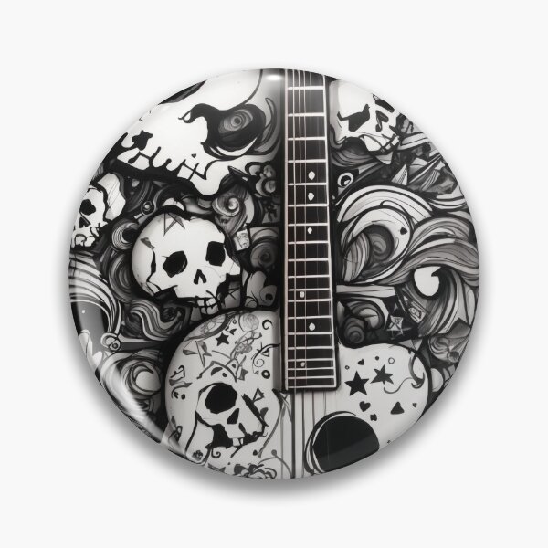 Item preview, #4 "Emo Themed Silhouette Design: Sketch Doodle Guitar Inspiration" designed and sold by CyberCollective.