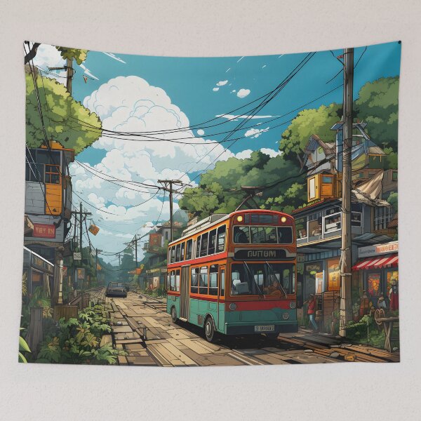Item preview, A red and green bus drove down the street designed and sold by Nickyayee.