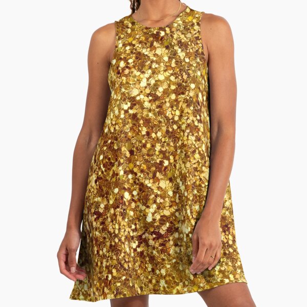 gold sun dress THE FÊTE DRESS | Ethically Made Gold Birthday Cocktail Dress | Woman-Owned main image 0