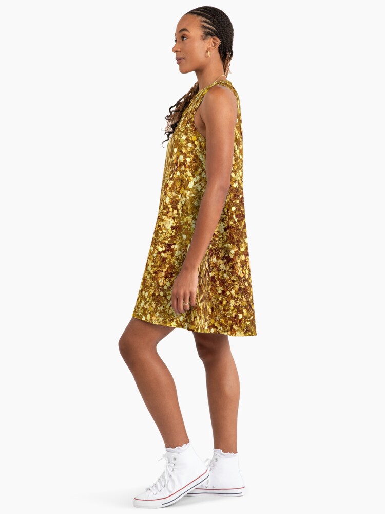 Gold Sequins Pattern Pattern A-Line Dress Gold Sequins Pattern Pattern A-Line Dress