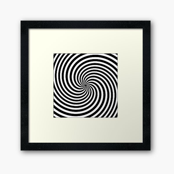 Black And White Op-Art Spiral Framed Art Print
