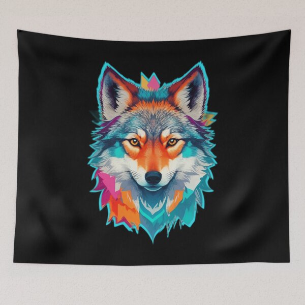 Item preview, Rainbow Wolf Head - Wild Animals designed and sold by Ridiculam Toga.