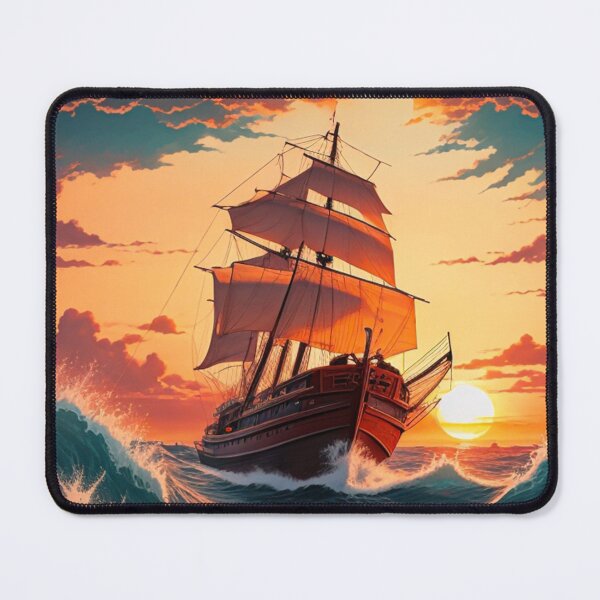 Item preview, Seafaring Serenity: Vintage Boat Amidst Ocean's Fantastic Sunset designed and sold by Patternomania.
