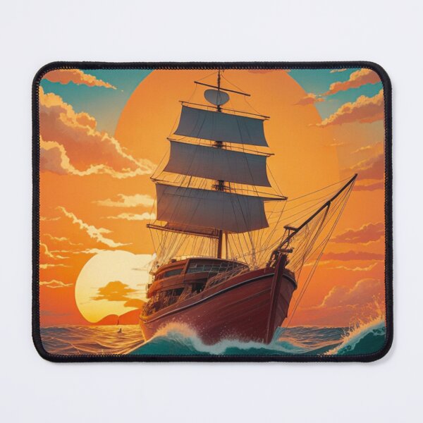 Item preview, Seafaring Serenity: Vintage Boat Amidst Ocean's Fantastic Sunset designed and sold by Patternomania.
