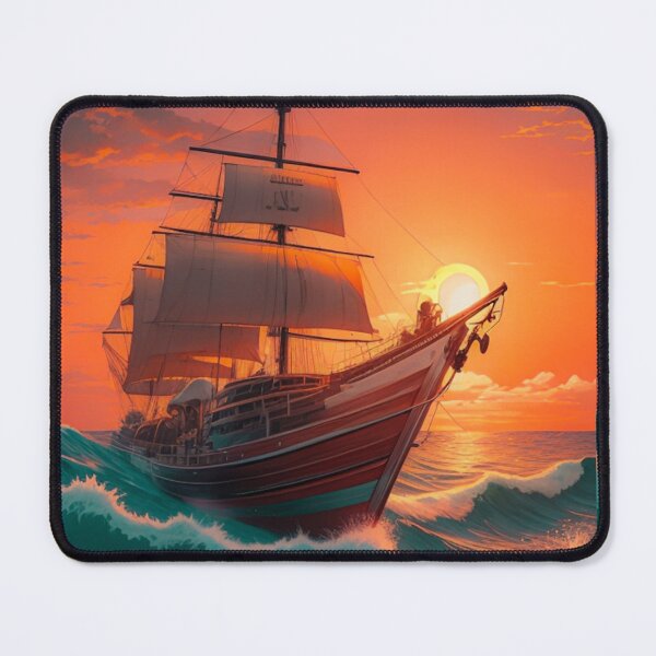 Item preview, Seafaring Serenity: Vintage Boat Amidst Ocean's Fantastic Sunset designed and sold by Patternomania.