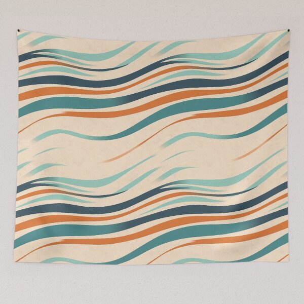 Item preview, Wavy Diagonal Aqua Stripes Abstract Pattern designed and sold by Sturdust.