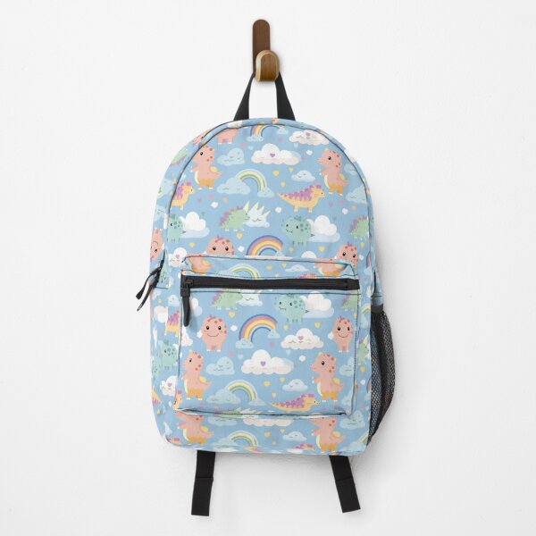 Item preview, cute dinosaur pattern with clouds and rainbow designed and sold by MyLittleOwl.