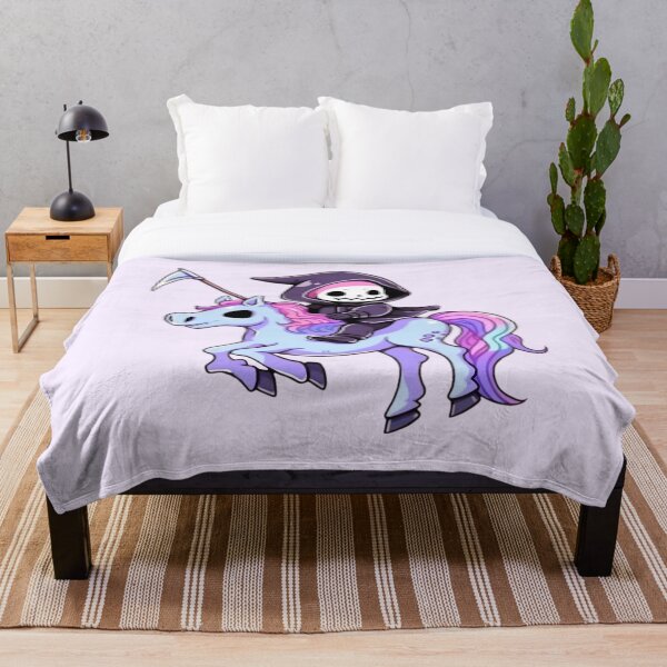 Item preview, Cute Kawaii Pastel Grim Reaper Riding Unicorn designed and sold by PastelMagic.