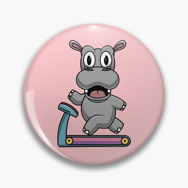Item preview, Cute hippo on treadmill cartoon illustration designed and sold by cubbone.