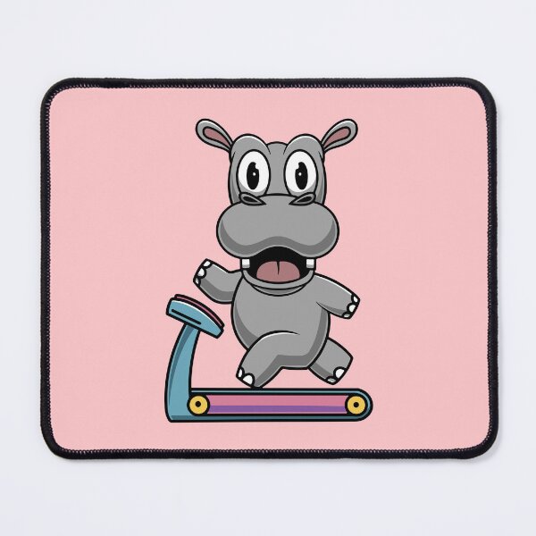 Item preview, Cute hippo on treadmill cartoon illustration designed and sold by cubbone.