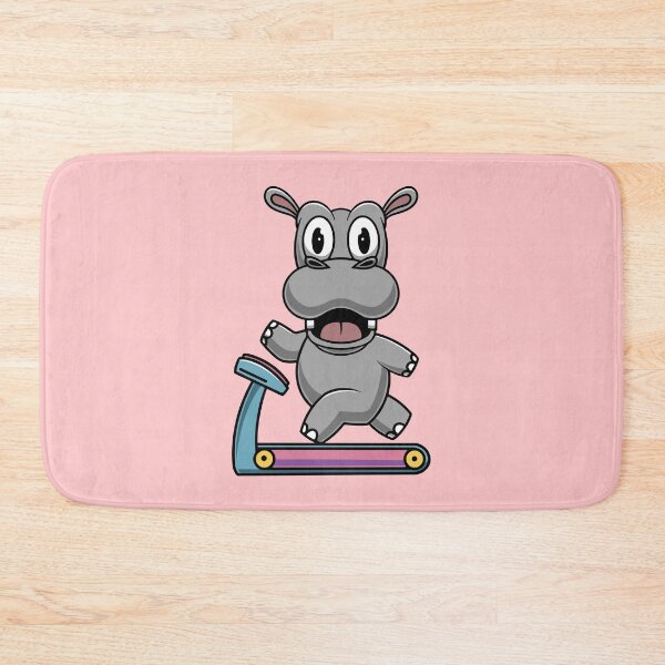 Item preview, Cute hippo on treadmill cartoon illustration designed and sold by cubbone.