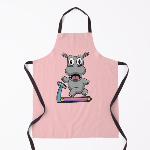 Item preview, Cute hippo on treadmill cartoon illustration designed and sold by cubbone.