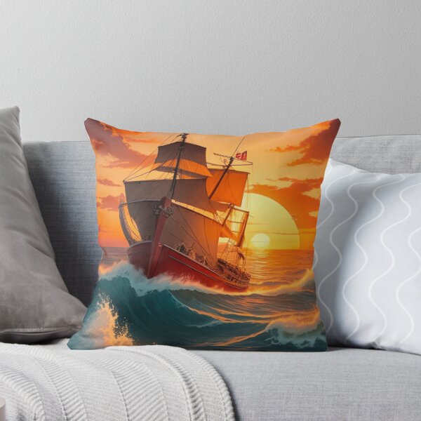 Item preview, Seafaring Serenity: Vintage Boat Amidst Ocean's Fantastic Sunset designed and sold by Patternomania.