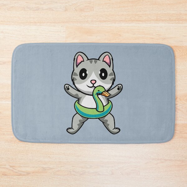 Item preview, Cute cat with duck floater cartoon illustration designed and sold by cubbone.