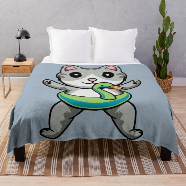 Item preview, Cute cat with duck floater cartoon illustration designed and sold by cubbone.