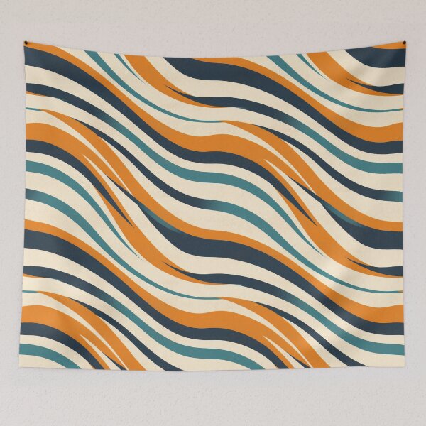 Item preview, Wavy Diagonal Orange Blue Stripes Abstract Pattern designed and sold by Sturdust.
