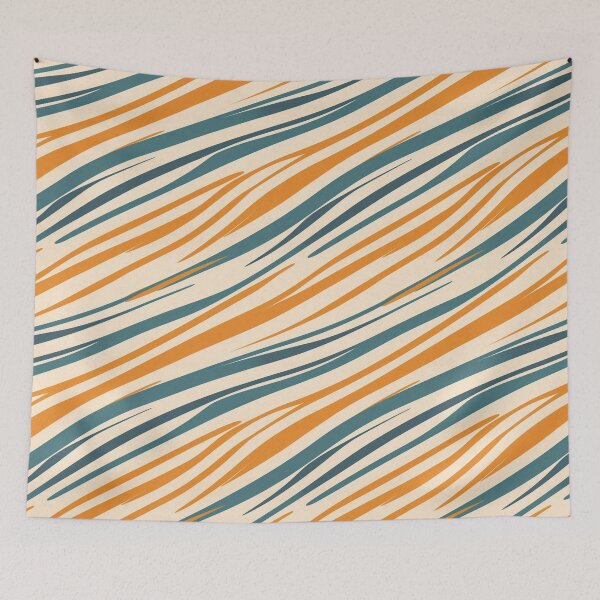 Item preview, Orange Blue Diagonal Stripes Abstract Pattern designed and sold by Sturdust.