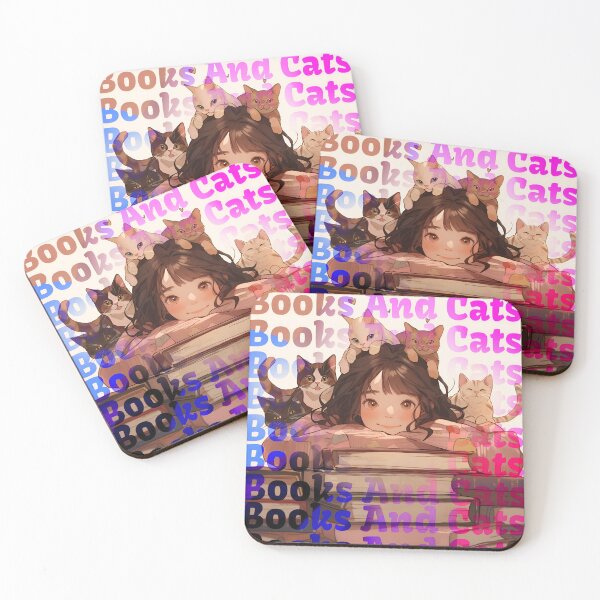 Item preview, More Books and Cats Kawaii Anime Reading in a Library designed and sold by ZEESDESIGN.
