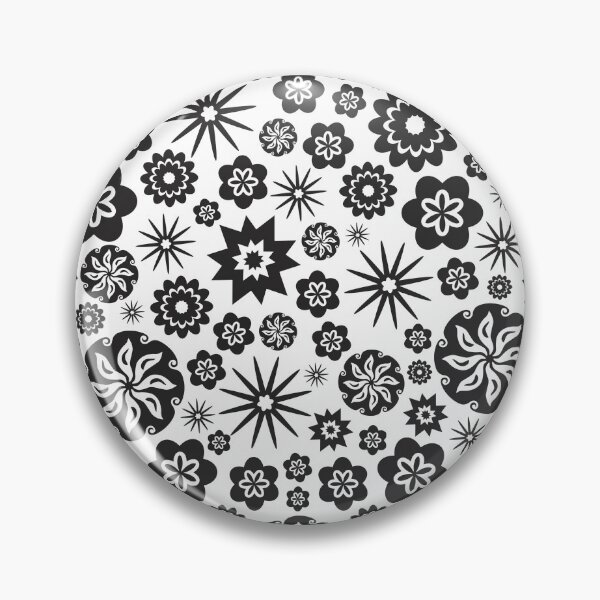 Item preview, Large Heart made of Multiple Flowers and Stars - Black and White Variation - Retro designed and sold by InfinityDsigns.