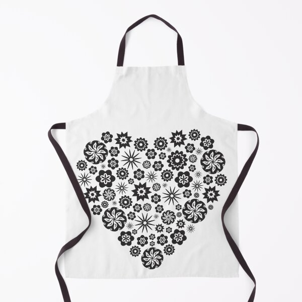 Item preview, Large Heart made of Multiple Flowers and Stars - Black and White Variation - Retro designed and sold by InfinityDsigns.