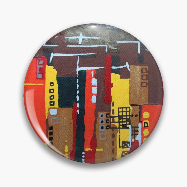 Item preview, Painting Skyline City Urban Geometric Square Expressive Colors Red Black and Yellow Effects and Textures designed and sold by InfinityDsigns.
