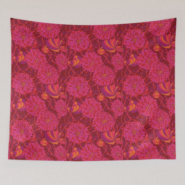 Item preview, red flower hearts red background designed and sold by GENEST-V.