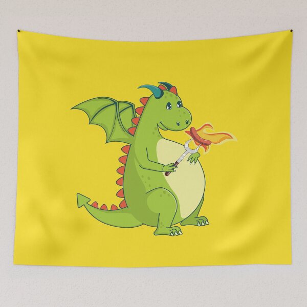 Item preview, Green dragon with grilled sausage designed and sold by AnnArtshock.