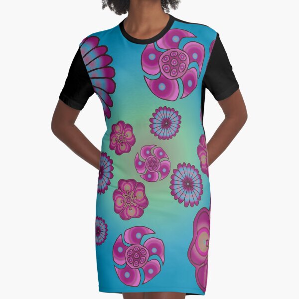Pink flowers Graphic T-Shirt Dress