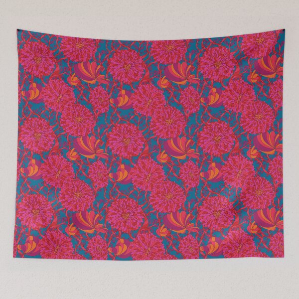 Item preview, Hearts of red flowers blue background designed and sold by GENEST-V.