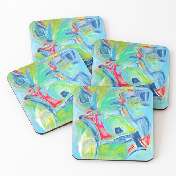 Item preview, Abstract Painting Clouds Sky Expressive Colors Green Blue Red Vibrant Happy Effects and Textures designed and sold by WinfinityDesigns.