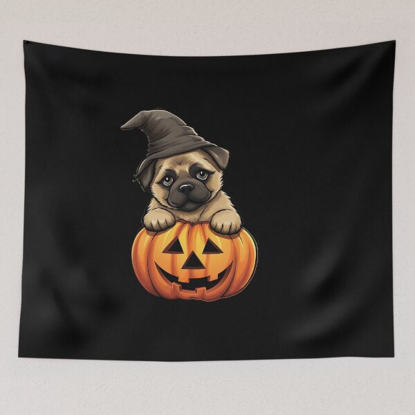 Item preview, Halloween German Shepherd Puppy Spooky Pumpkin Witch Hat designed and sold by VermintStudio.