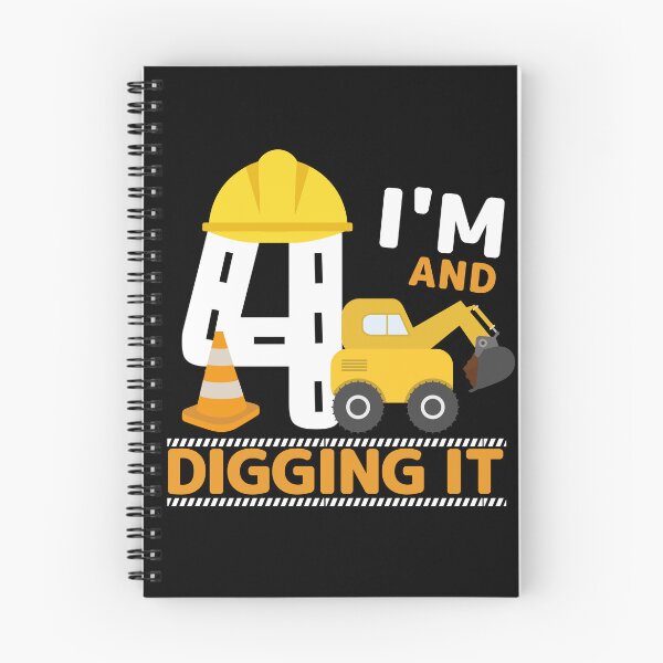 Item preview, Construction Theme Kids Party - Im 4 and Digging It - 4 Years Old 4th Birthday Gift - Excavator  designed and sold by GlazifiedArts.