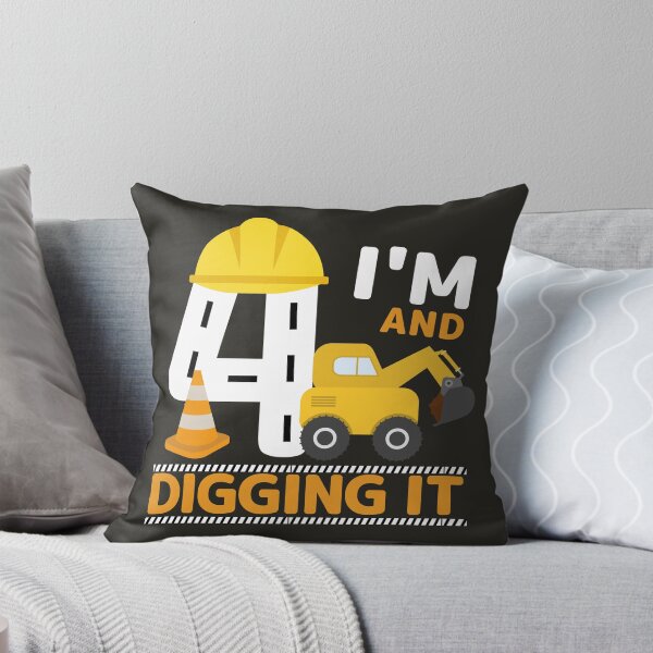 Item preview, Construction Theme Kids Party - Im 4 and Digging It - 4 Years Old 4th Birthday Gift - Excavator  designed and sold by GlazifiedArts.